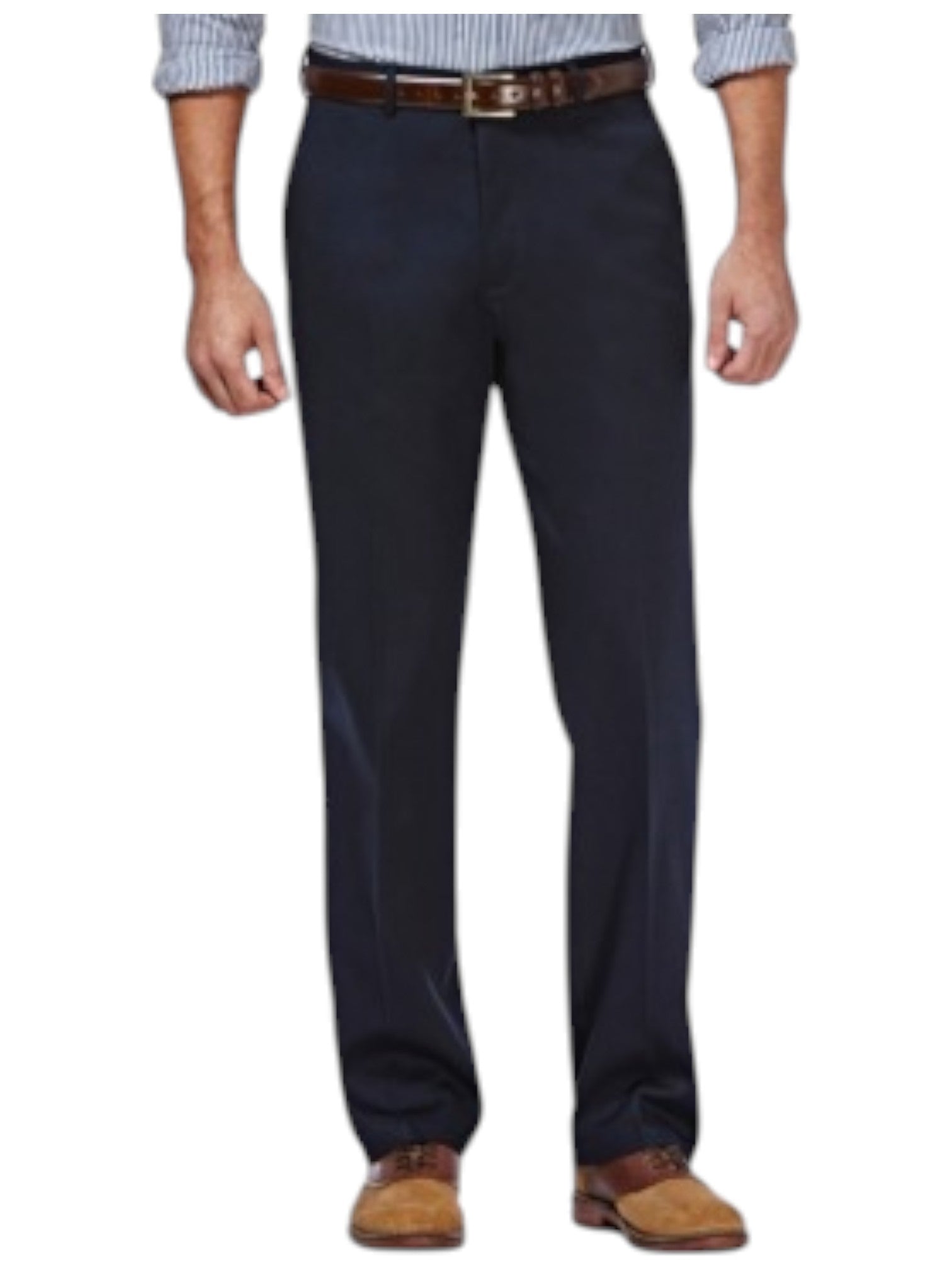 Haggar Mens Classic fit Dress Pants 40 / 30 Navy Blue Solid Stretch