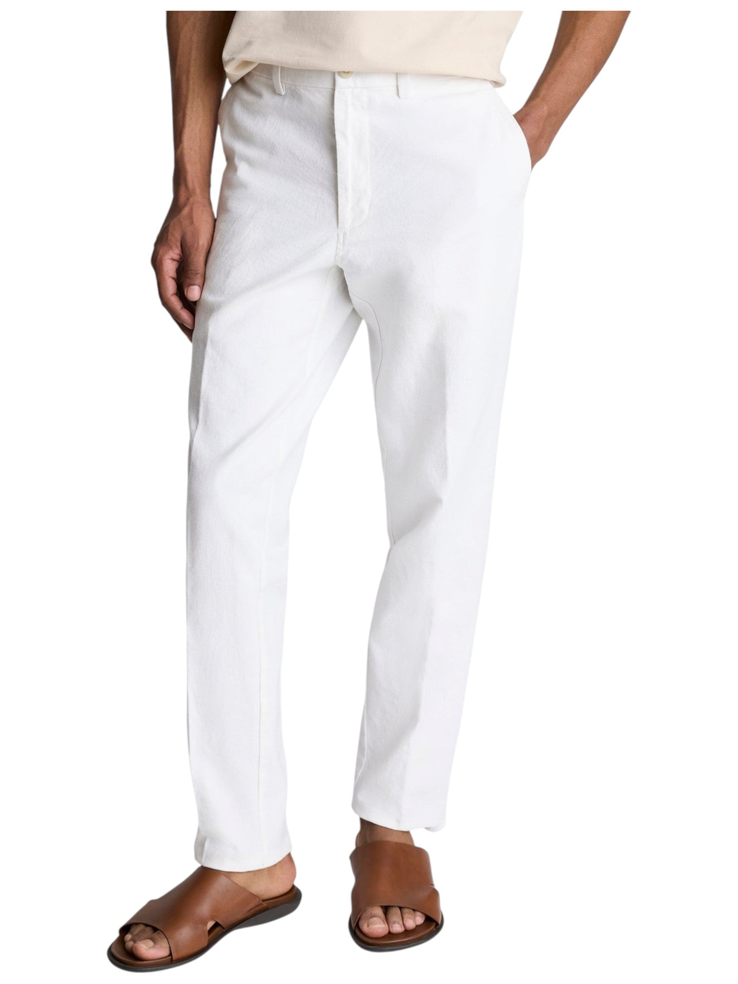 Kenneth Cole Mens Slim fit Dress Pants 34 / 34 White Solid Stretch