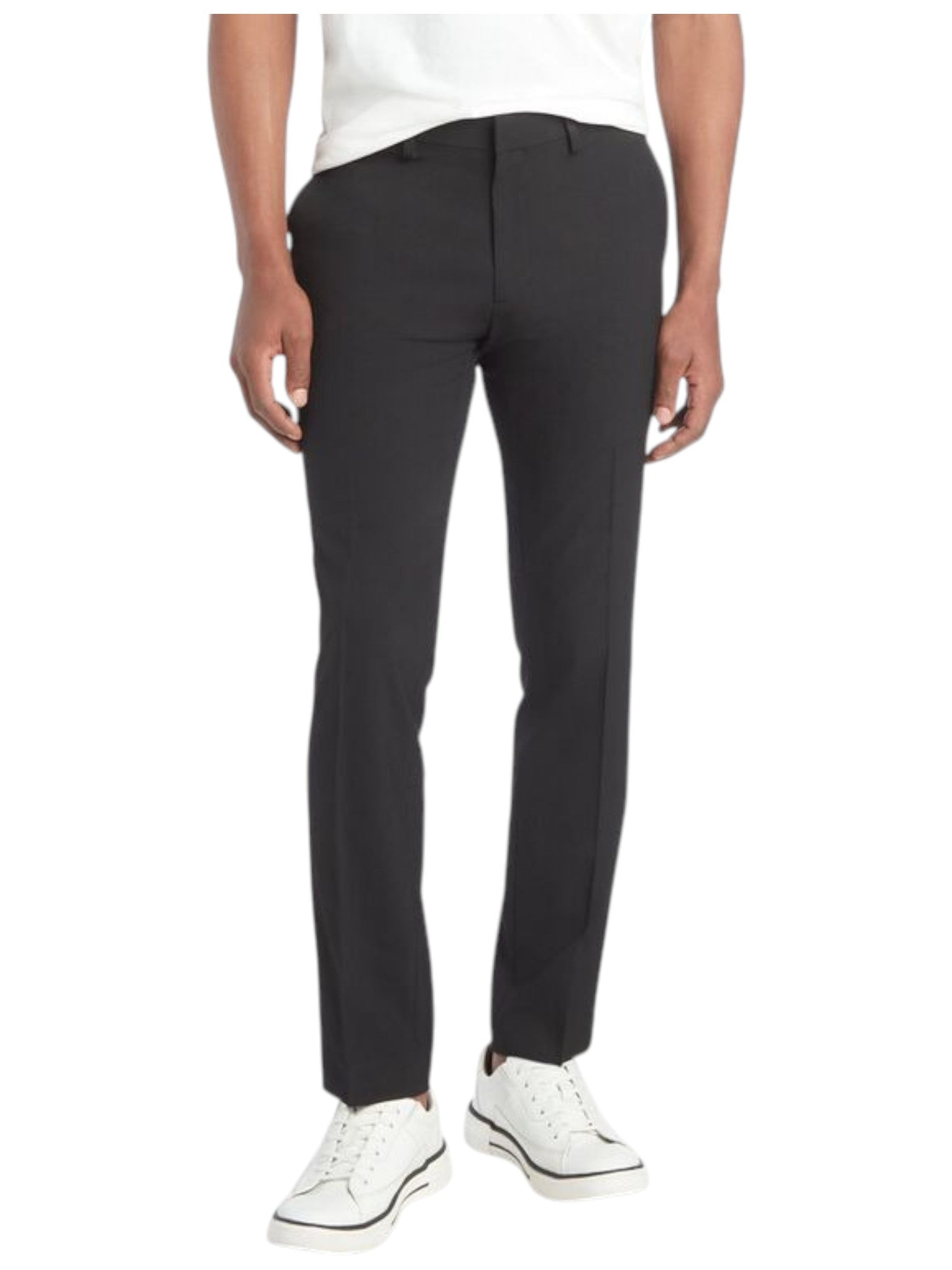 Kenneth Cole Mens Skinny fit Dress Pants 30 / 32 Charcoal Grey Solid Stretch