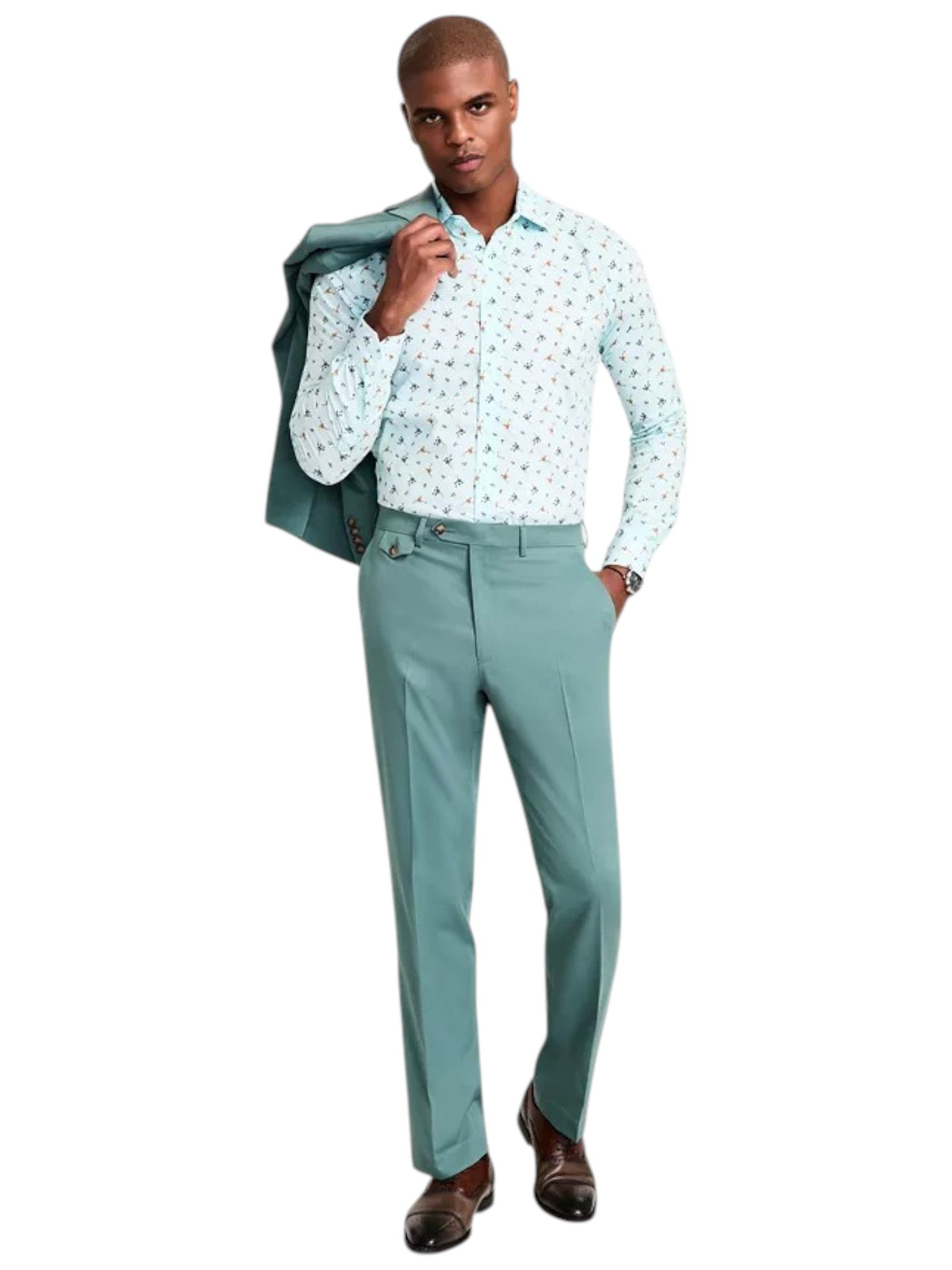 Tayion Mens Regular fit Dress Pants 38 / 32 Green Solid Stretch