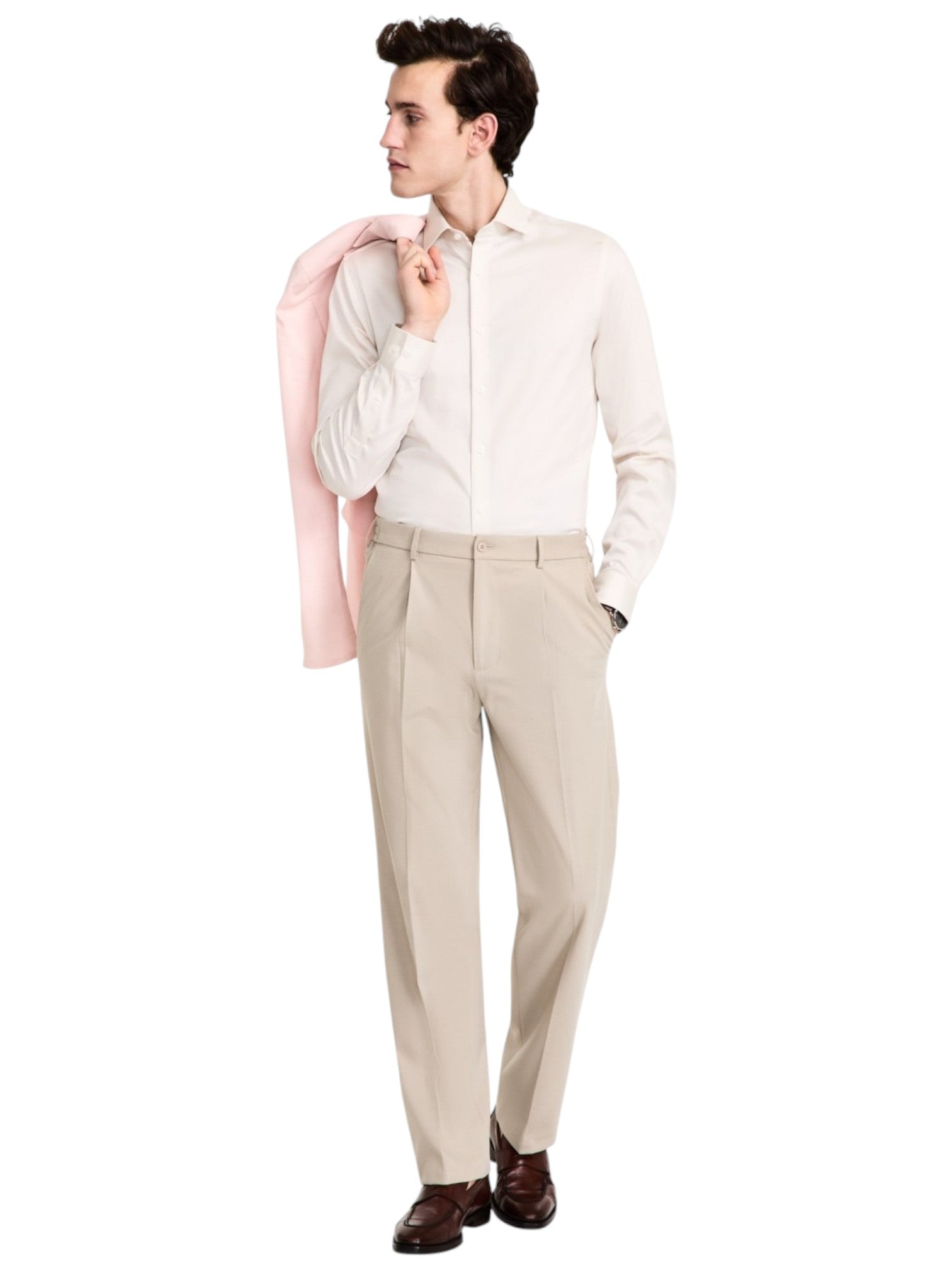 Tommy Hilfiger Mens Modern fit Dress Pants 38 / 34 Beige Solid
