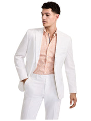 Bar Iii Mens Slim fit Suit Jacket Blazer 46 R White Solid Linen