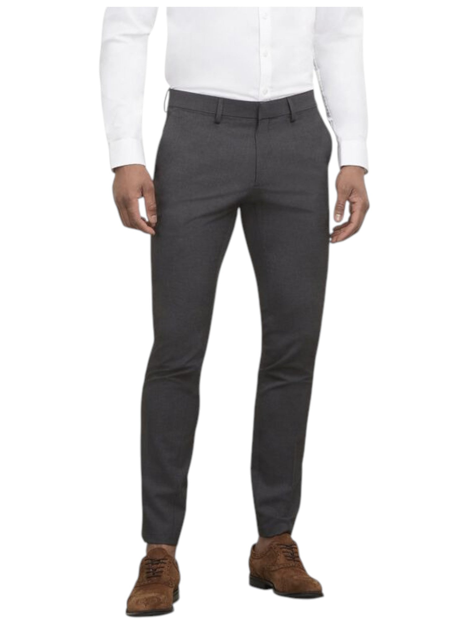 Kenneth Cole Mens Skinny fit Dress Pants 31 / 30 Charcoal Grey Solid Stretch