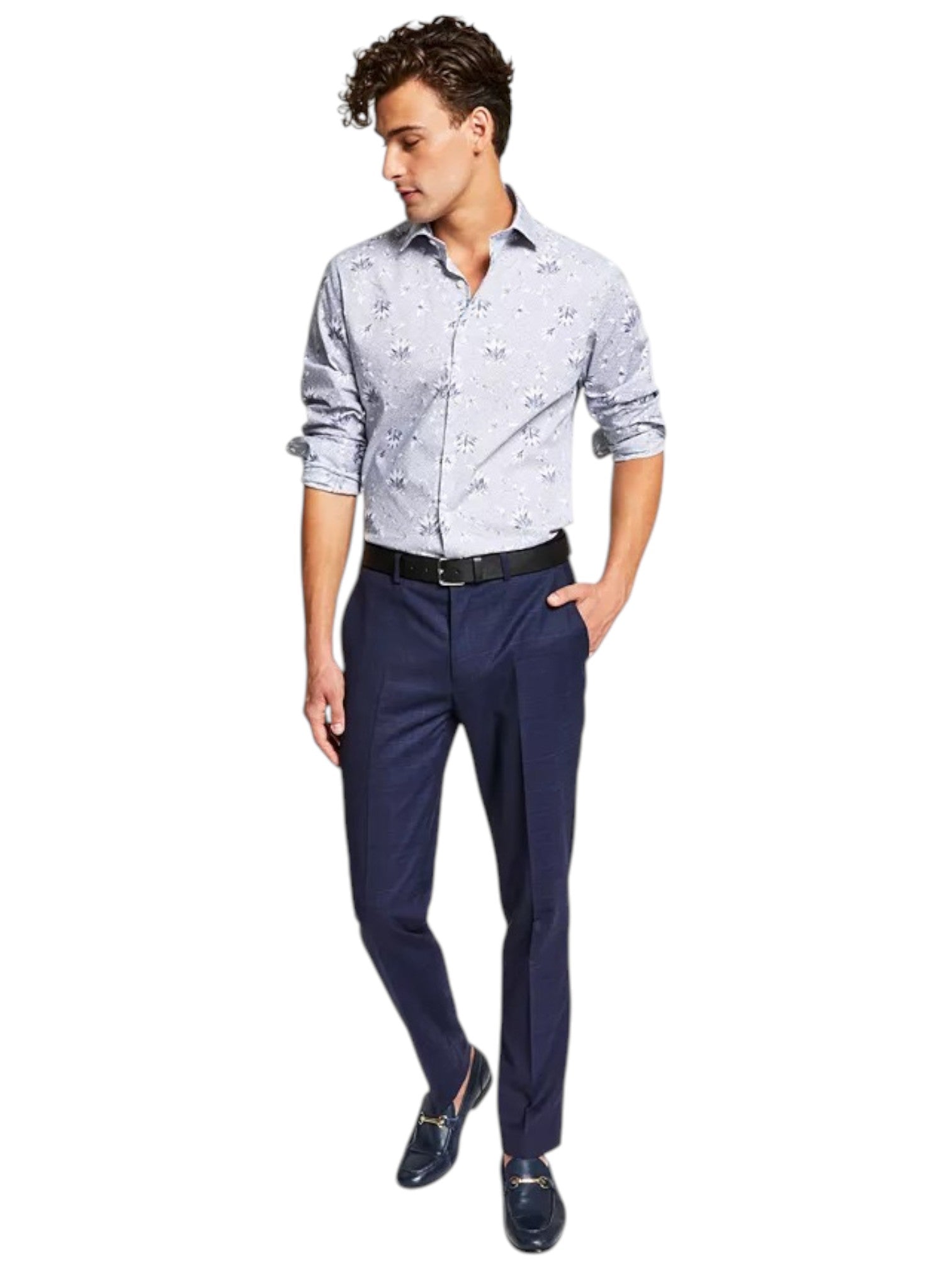 Bar Iii Mens Slim fit Dress Pants 29 / 30 Navy Blue Plaid