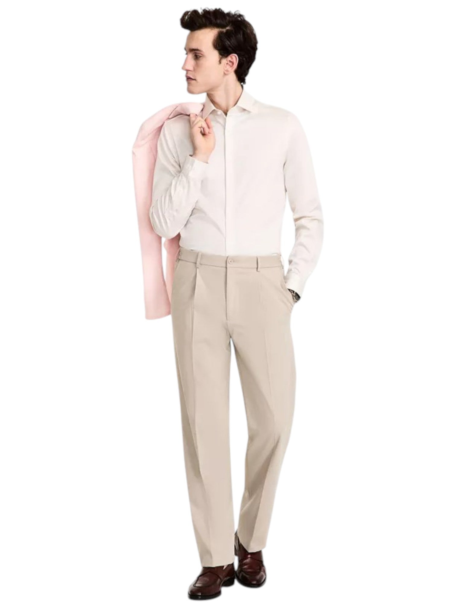 Tommy Hilfiger Mens Modern fit Dress Pants 34 / 32 Beige Solid