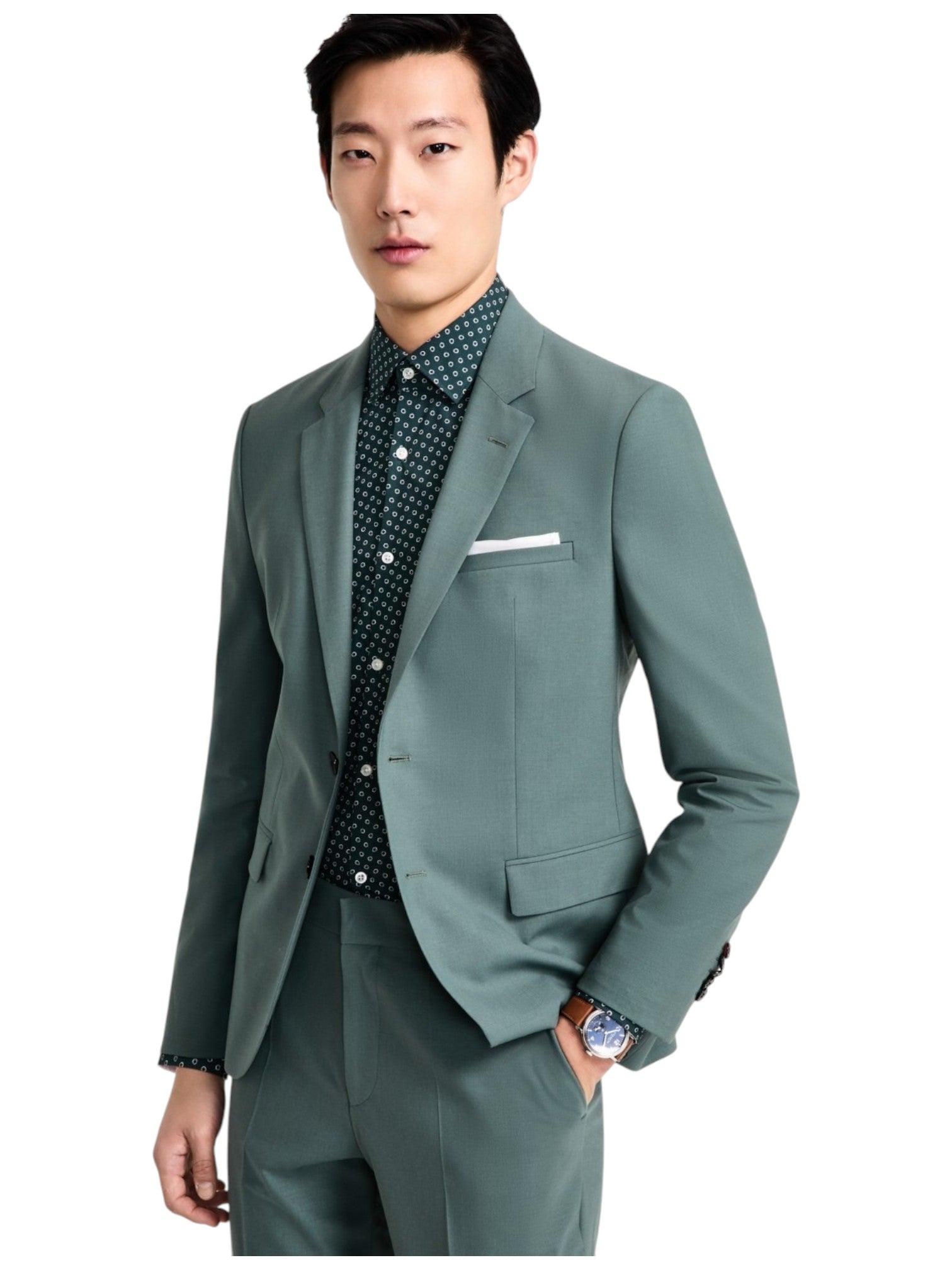 Hugo Boss Mens Modern fit Suit Jacket Blazer 40 R Green Solid