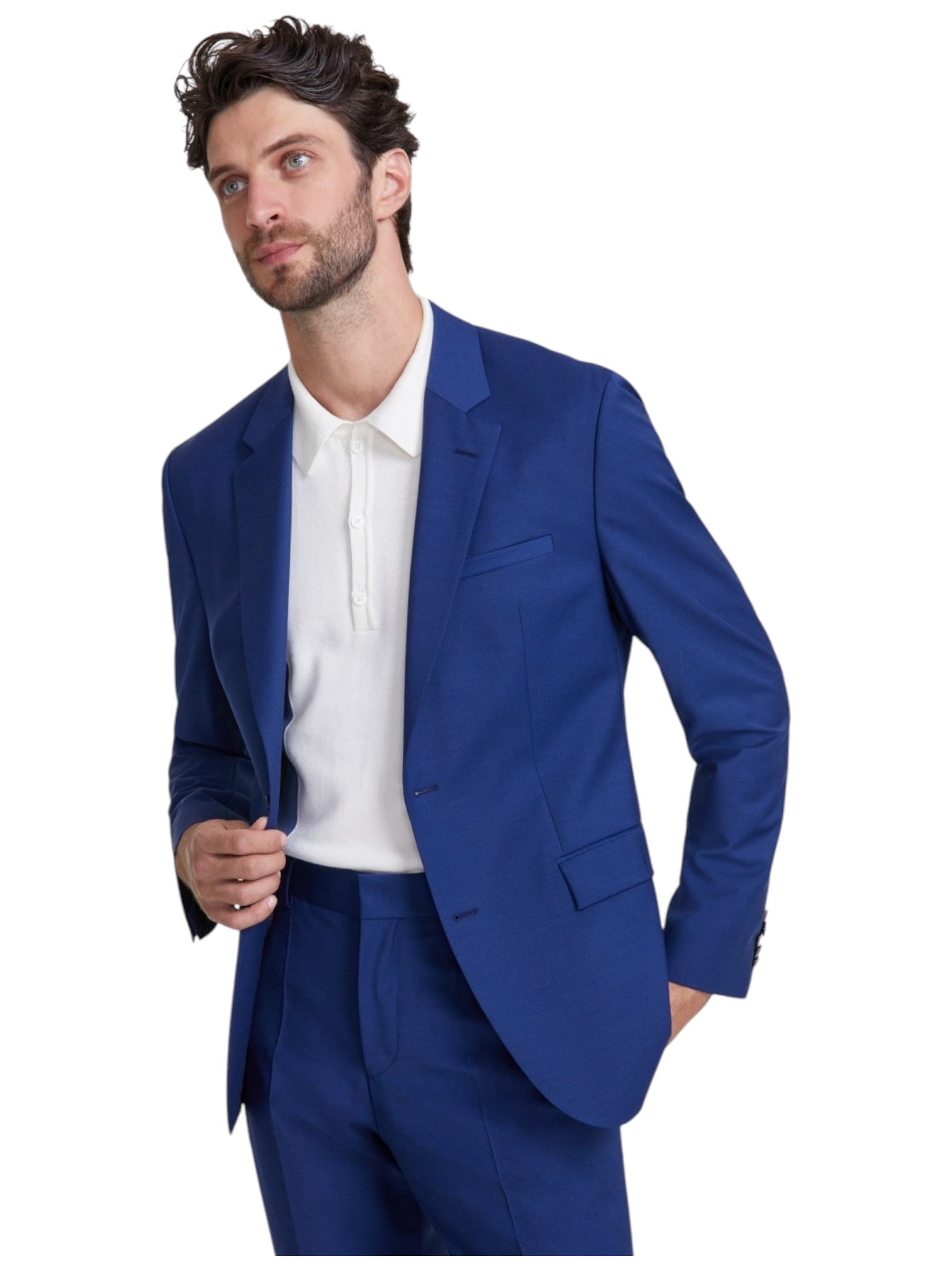 Hugo Boss Mens Modern fit Suit Jacket Blazer 38 R Blue Solid