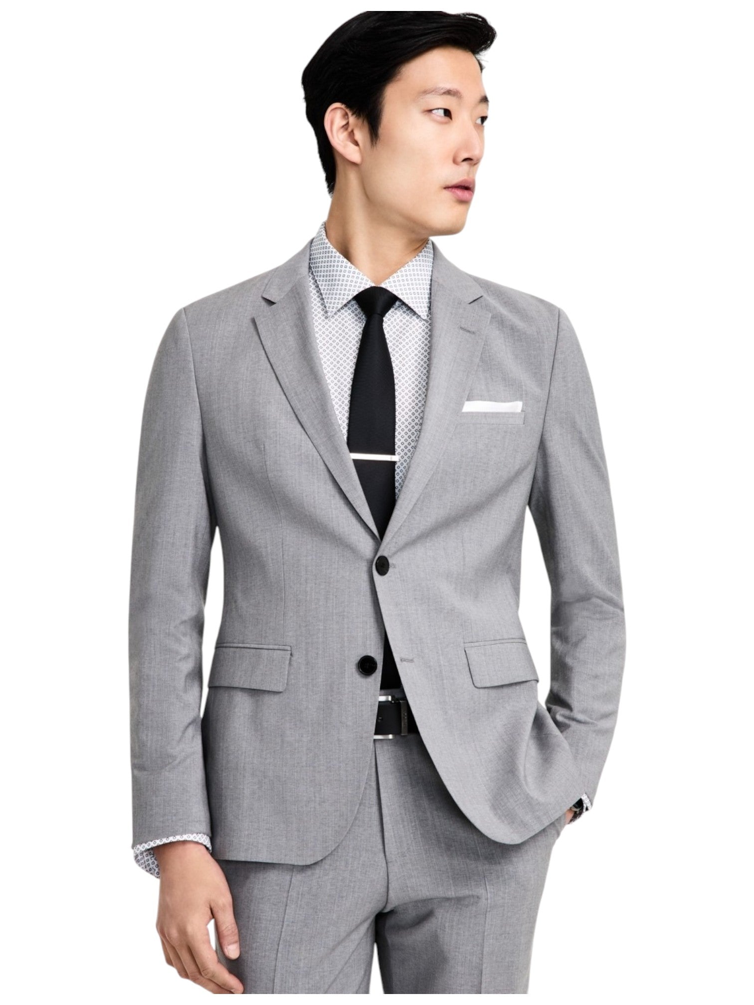 Hugo Boss Mens Modern fit Suit Jacket Blazer 40 S Light Grey Solid