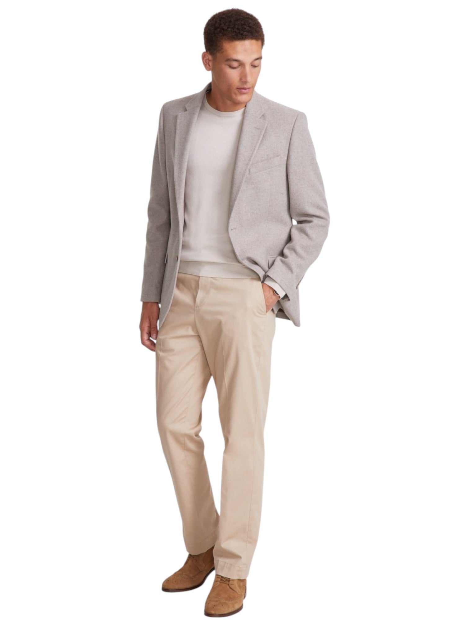 Nautica Mens Modern fit Sport Coat Blazer 38 R Beige Solid