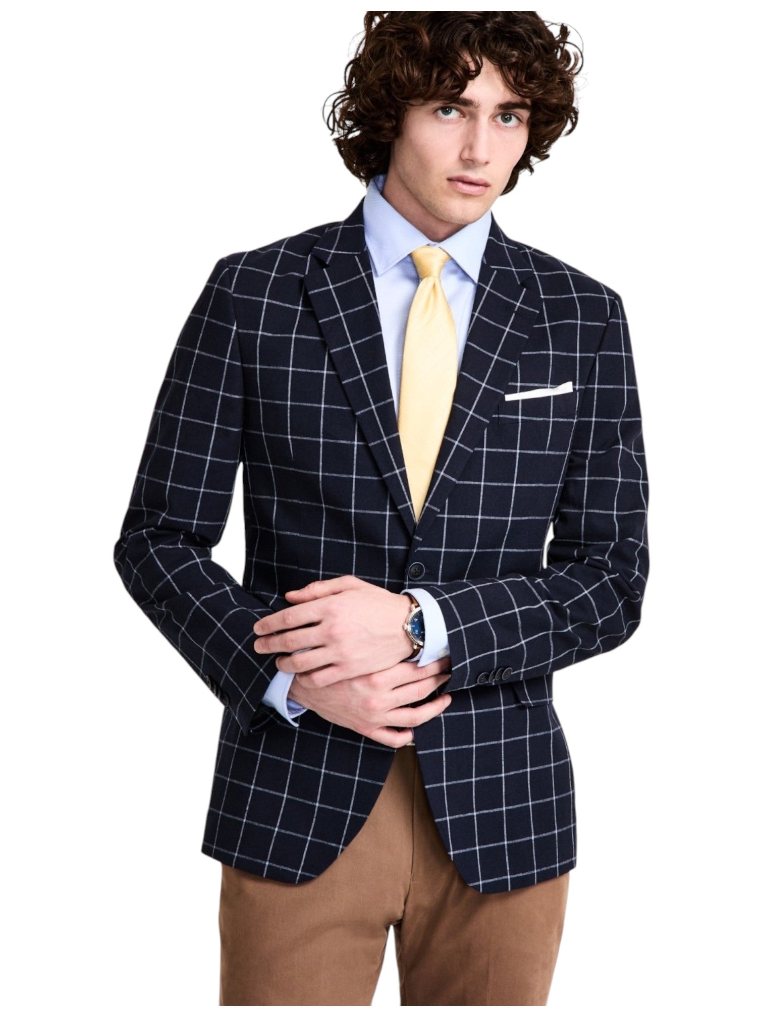 Nautica Mens Modern fit Sport Coat Blazer 48 L Navy Blue Check