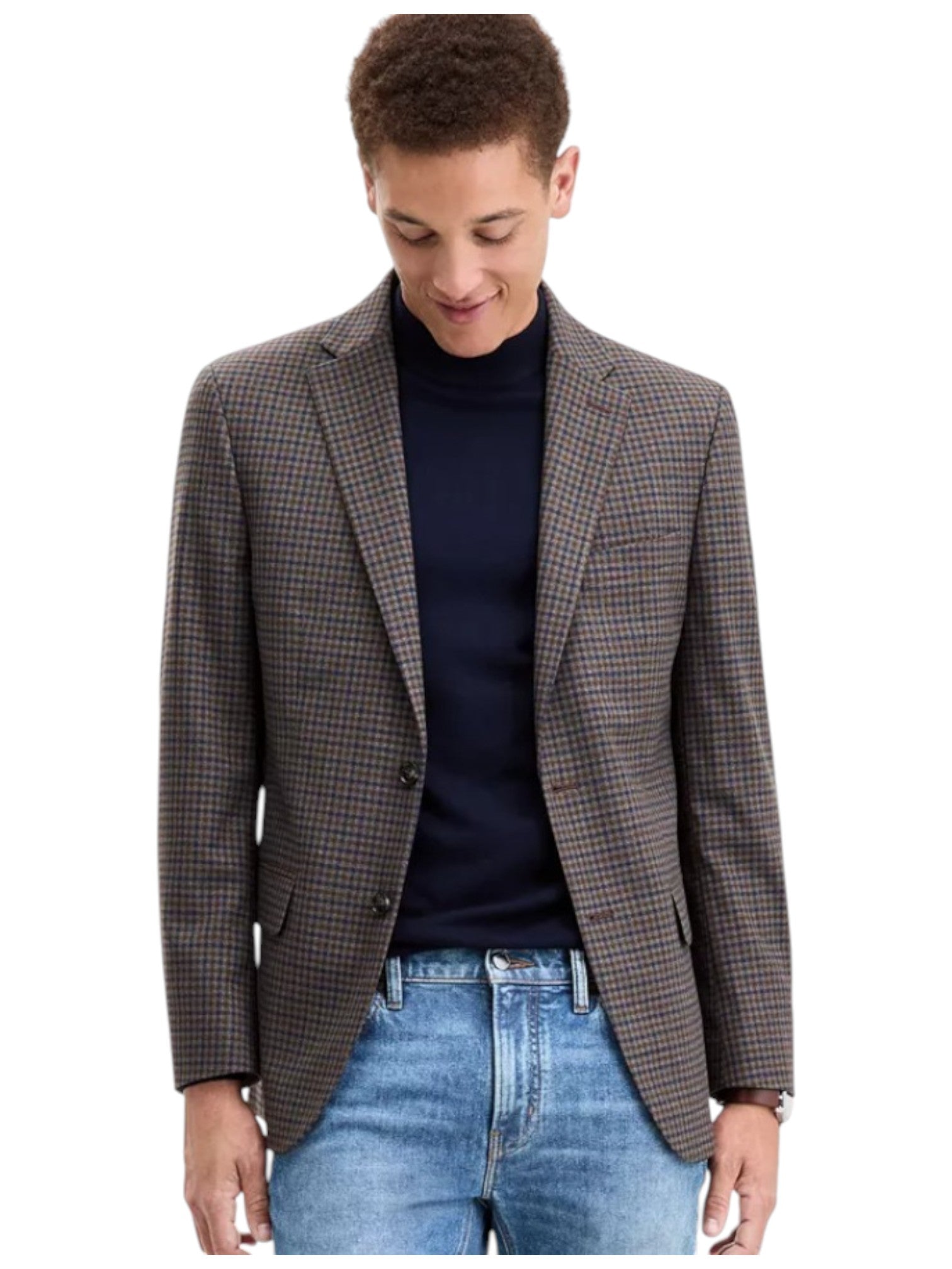 Tommy Hilfiger Mens Modern fit Sport Coat Blazer 42 L Brown Blue Check