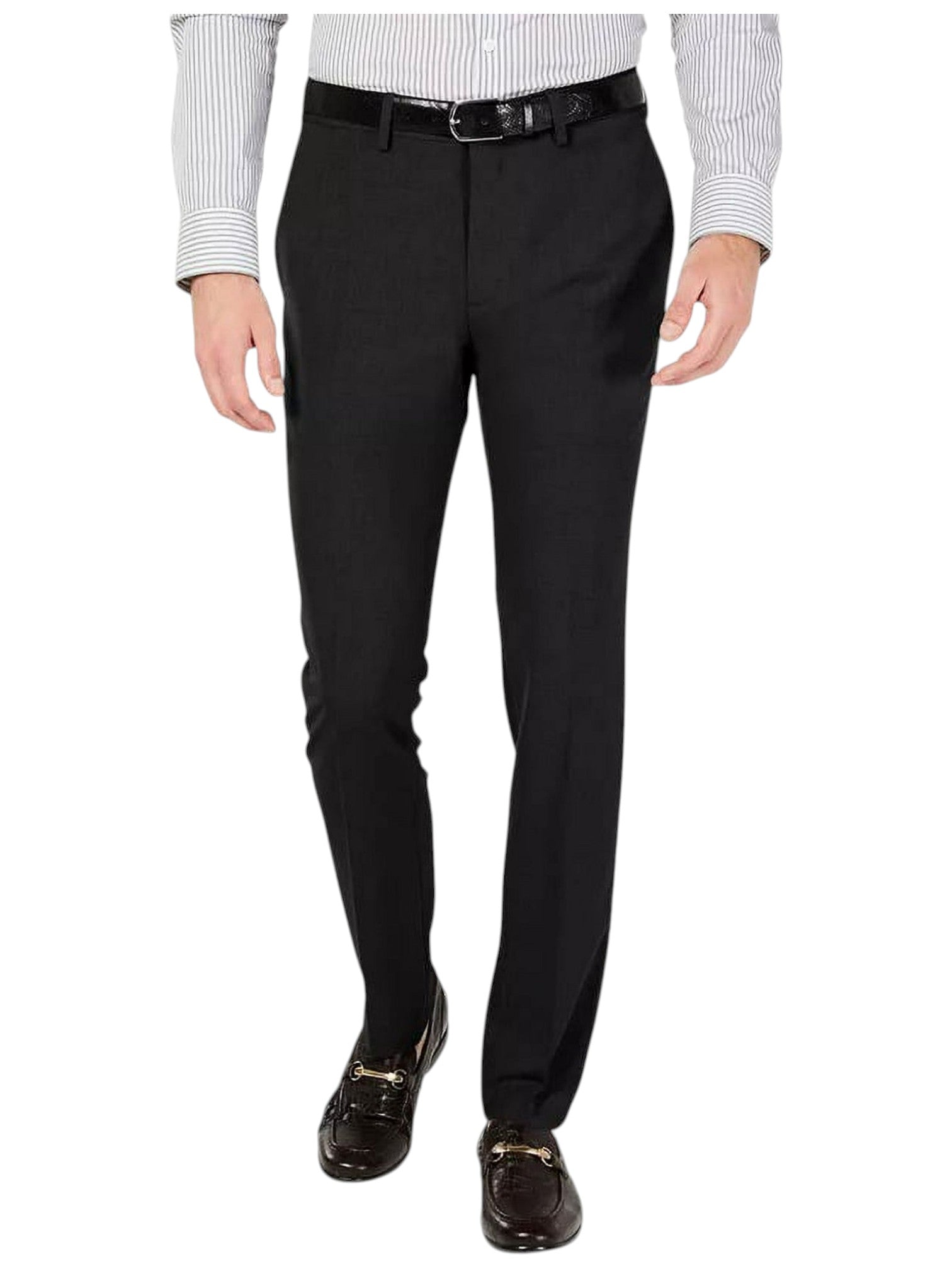 Kenneth Cole Mens Skinny fit Dress Pants 36 / 34 Black Solid Stretch