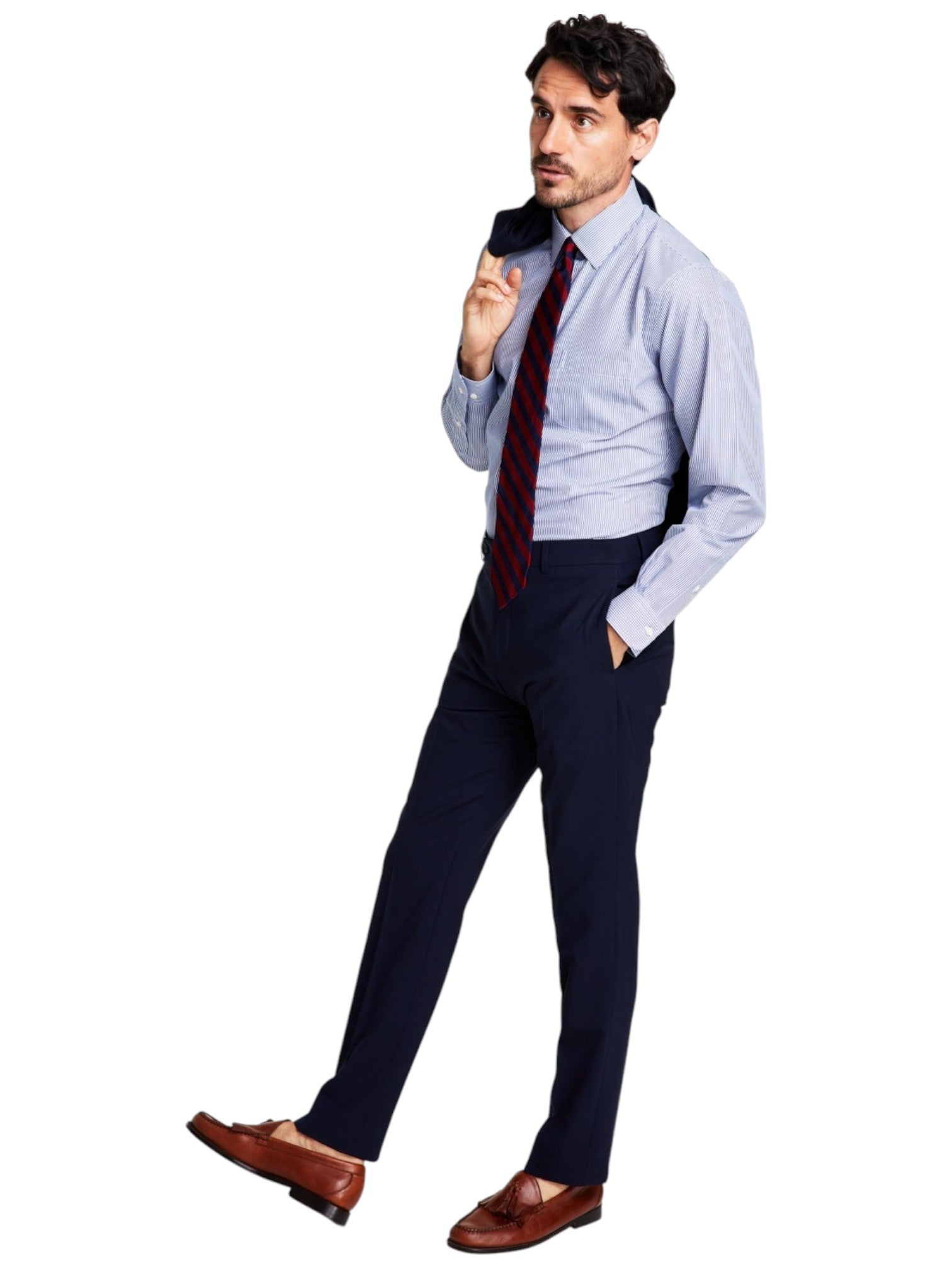 Brooks Brothers Mens Classic fit Dress Pants 36 / 30 Navy Blue Solid Stretch