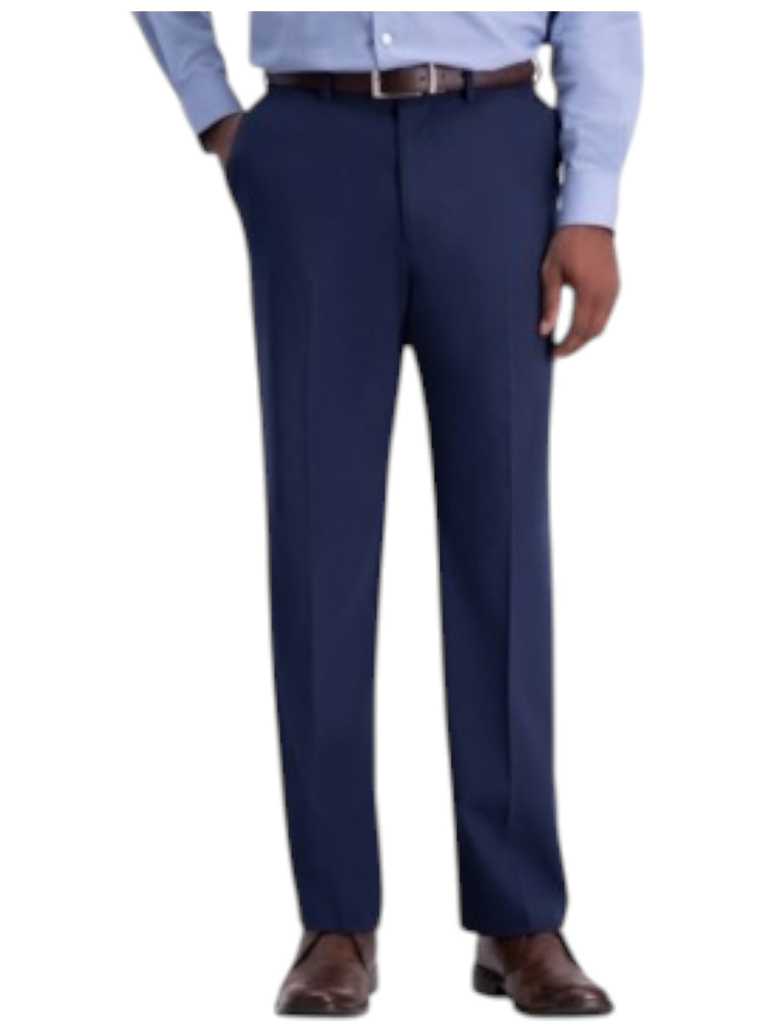 Haggar Mens Classic fit Dress Pants 34 / 30 Navy  Blue Solid