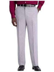 Haggar Mens Classic fit Dress Pants 34 / 30 Light Grey Solid Stretch