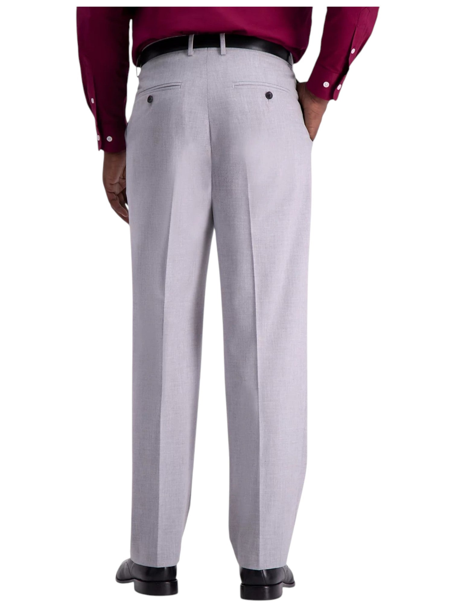 Haggar Mens Classic fit Dress Pants 34 / 30 Light Grey Solid Stretch
