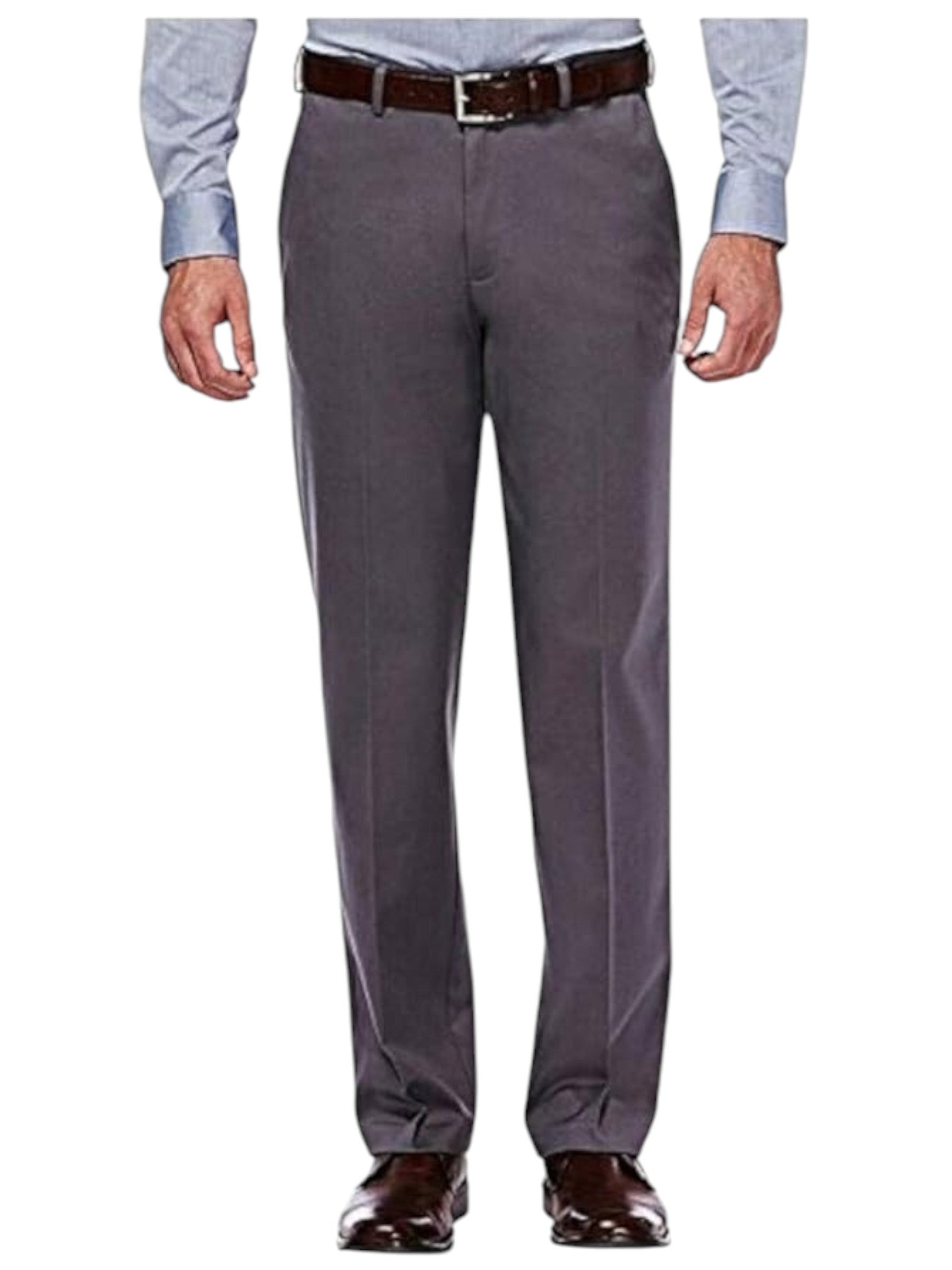 Haggar Mens Classic fit Cotton Dress Pants 32 / 30 Gray Solid