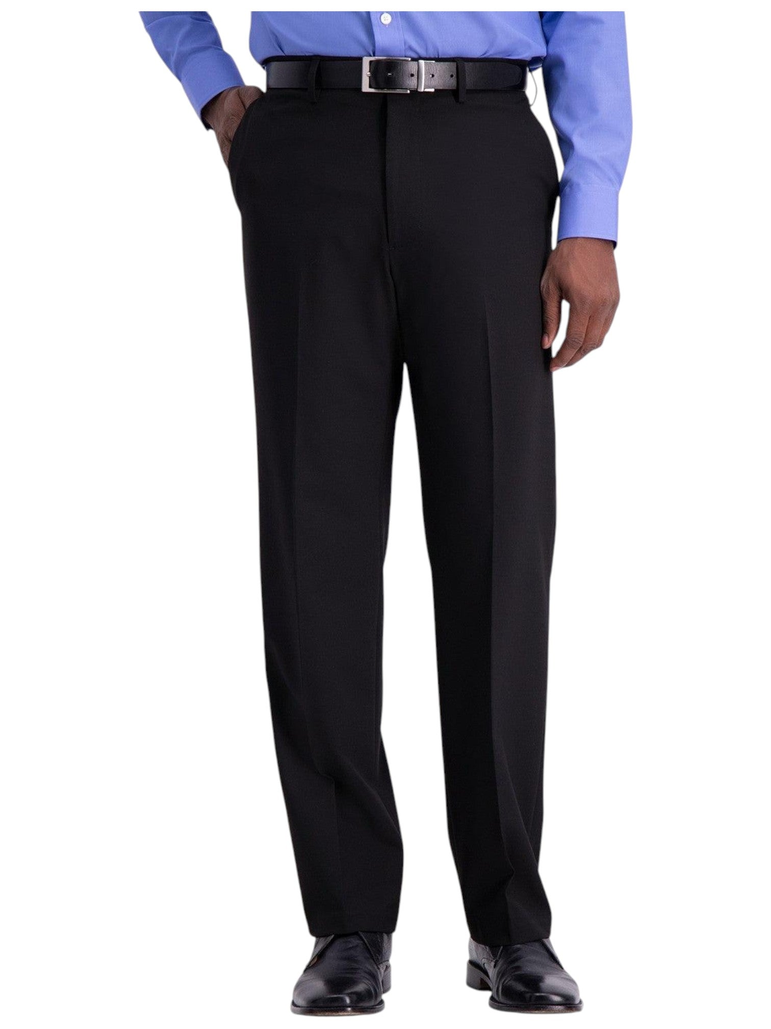 Haggar Mens Classic fit Dress Pants 42 / 32 Black Solid