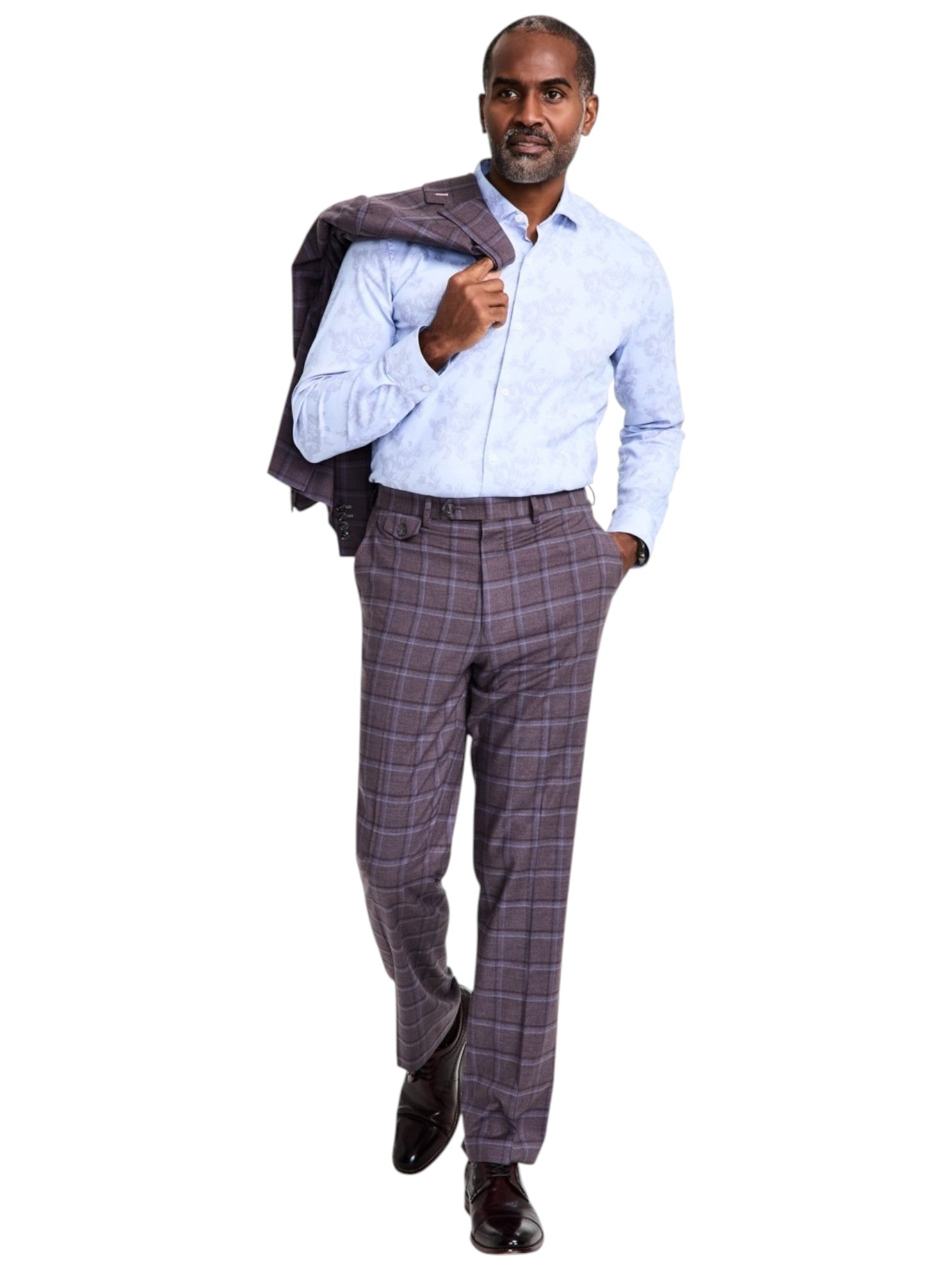 Tayion Mens Regular fit Dress Pants 32 / 32 Purple Plaid