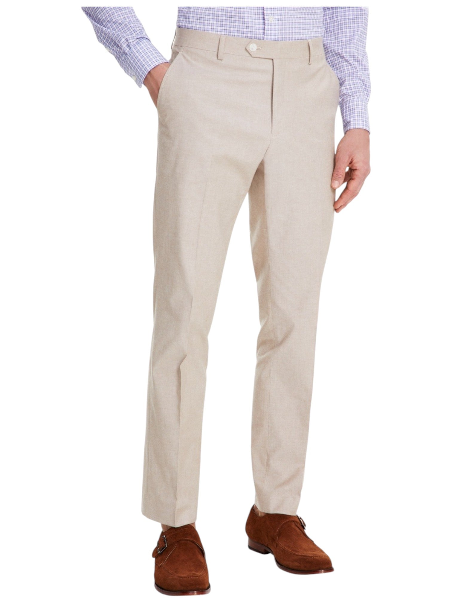 Tommy Hilfiger Mens Modern fit Dress Pants 38 / 32 Beige Solid Stretch