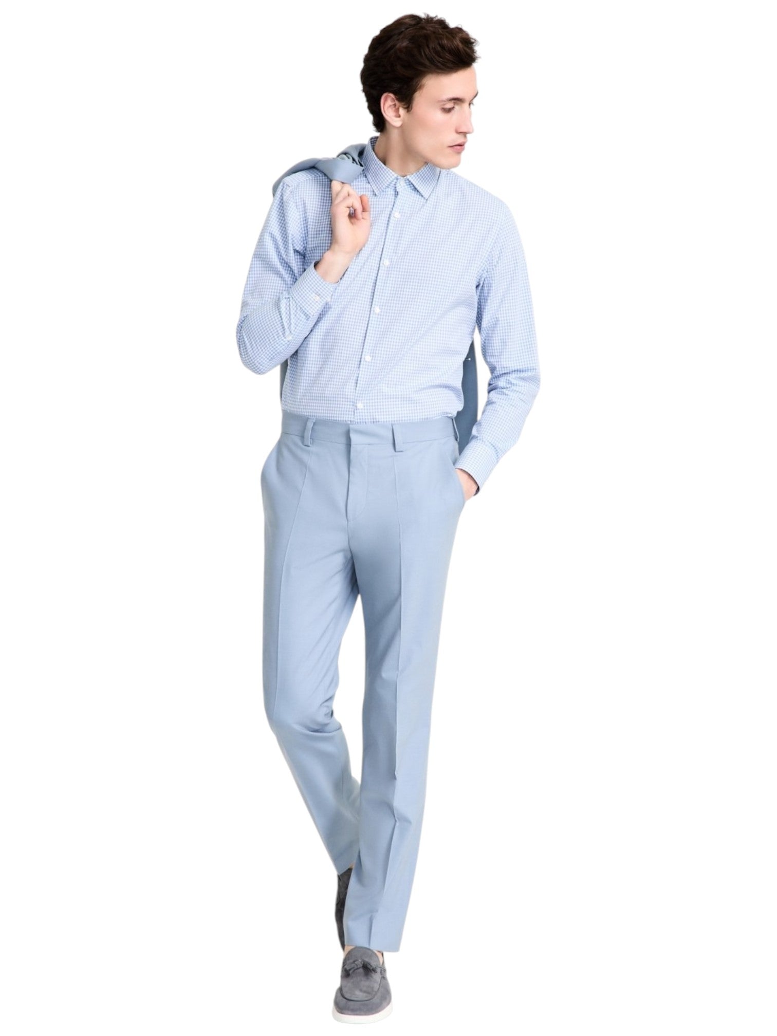Hugo Boss Mens Modern fit Dress Pants 34 / 32 Light Blue Solid