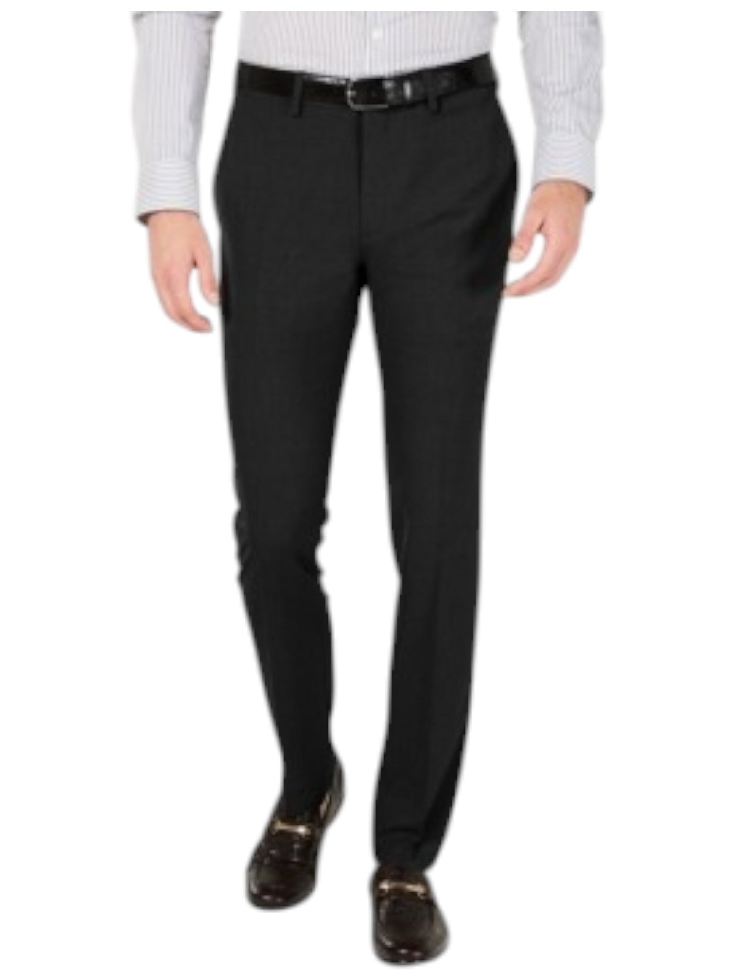 Kenneth Cole Mens Slim fit Dress Pants 36 / 34 Black Solid Stretch