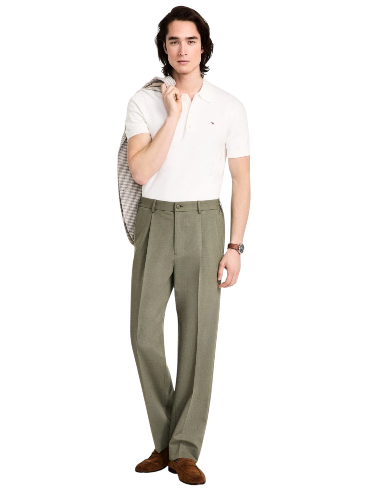 Tommy Hilfiger Mens Modern fit Dress Pants 38 / 34 Green Solid