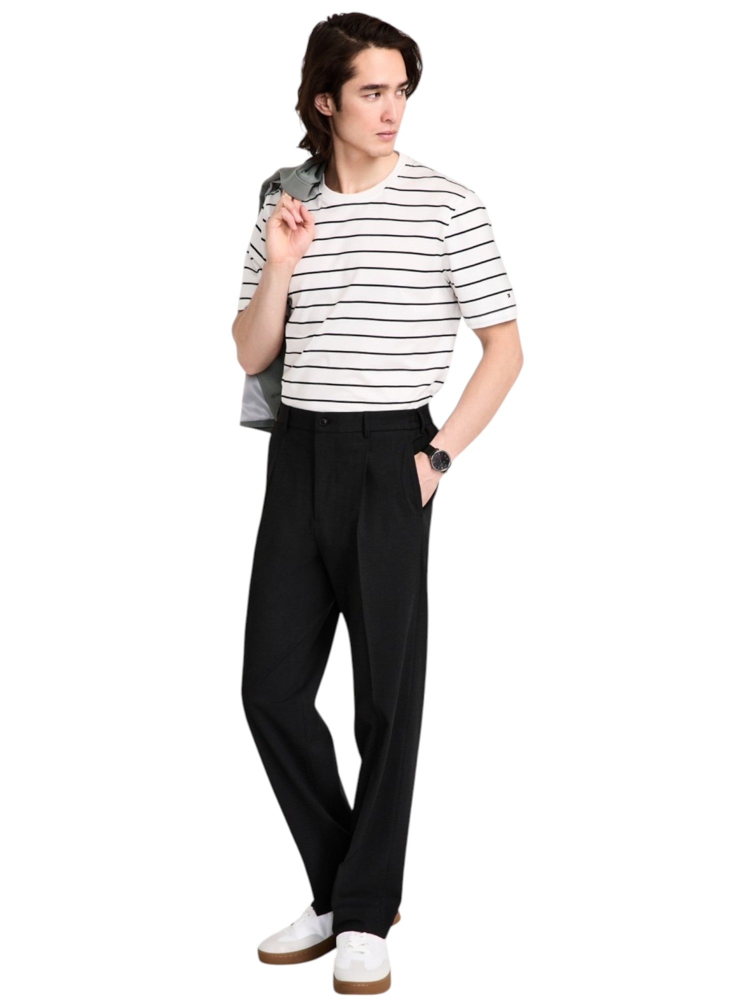 Tommy Hilfiger Mens Relaxed- fit Dress Pants 33 / 30 Charcoal Grey Solid