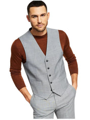 Tommy Hilfiger Mens Modern fit Button-Up Vest XL Light Grey Solid Stretch