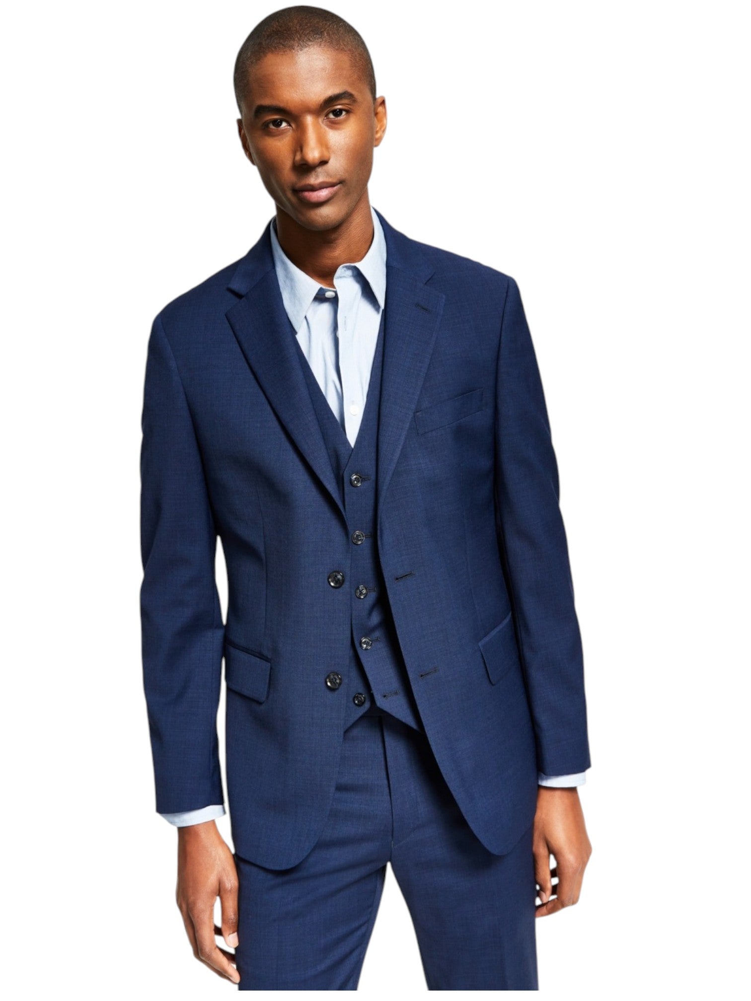 Tommy Hilfiger Mens Modern fit Suit Jacket Blazer 48 S Navy Blue Solid Stretch