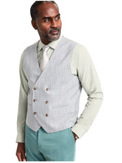 Tayion Mens Classic fit Double Breasted Button-Up Suit Vest XL Light Grey