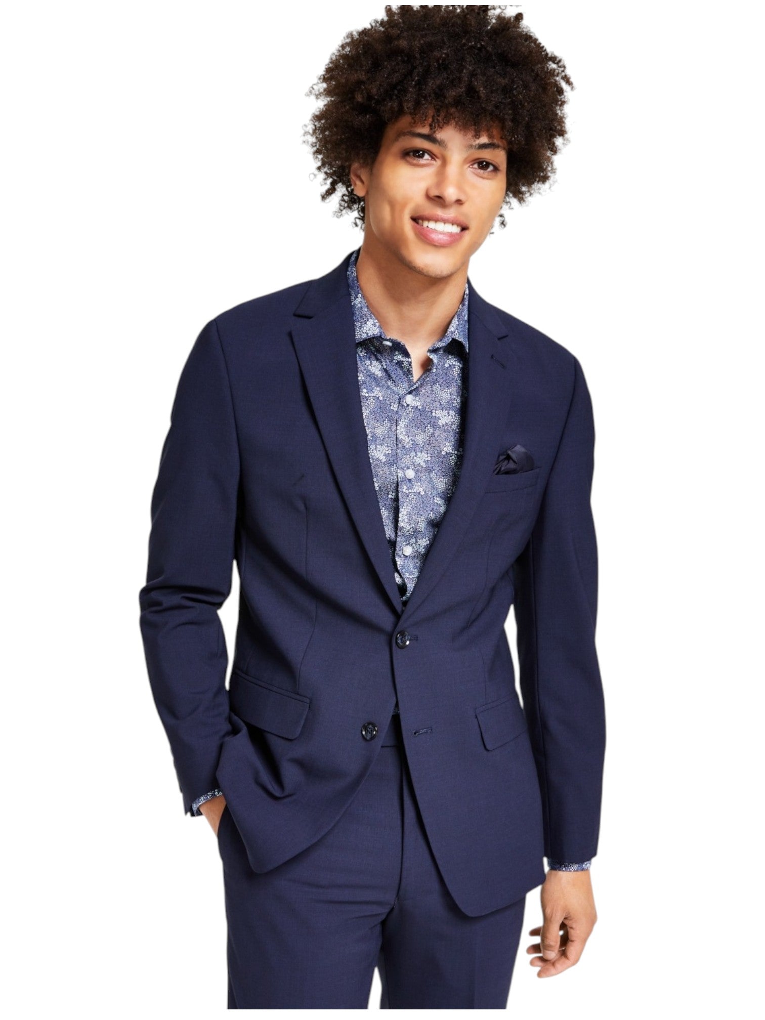 Bar Iii Mens Skinny fit Sport Coat Blazer 34 R Navy Blue Solid Stretch