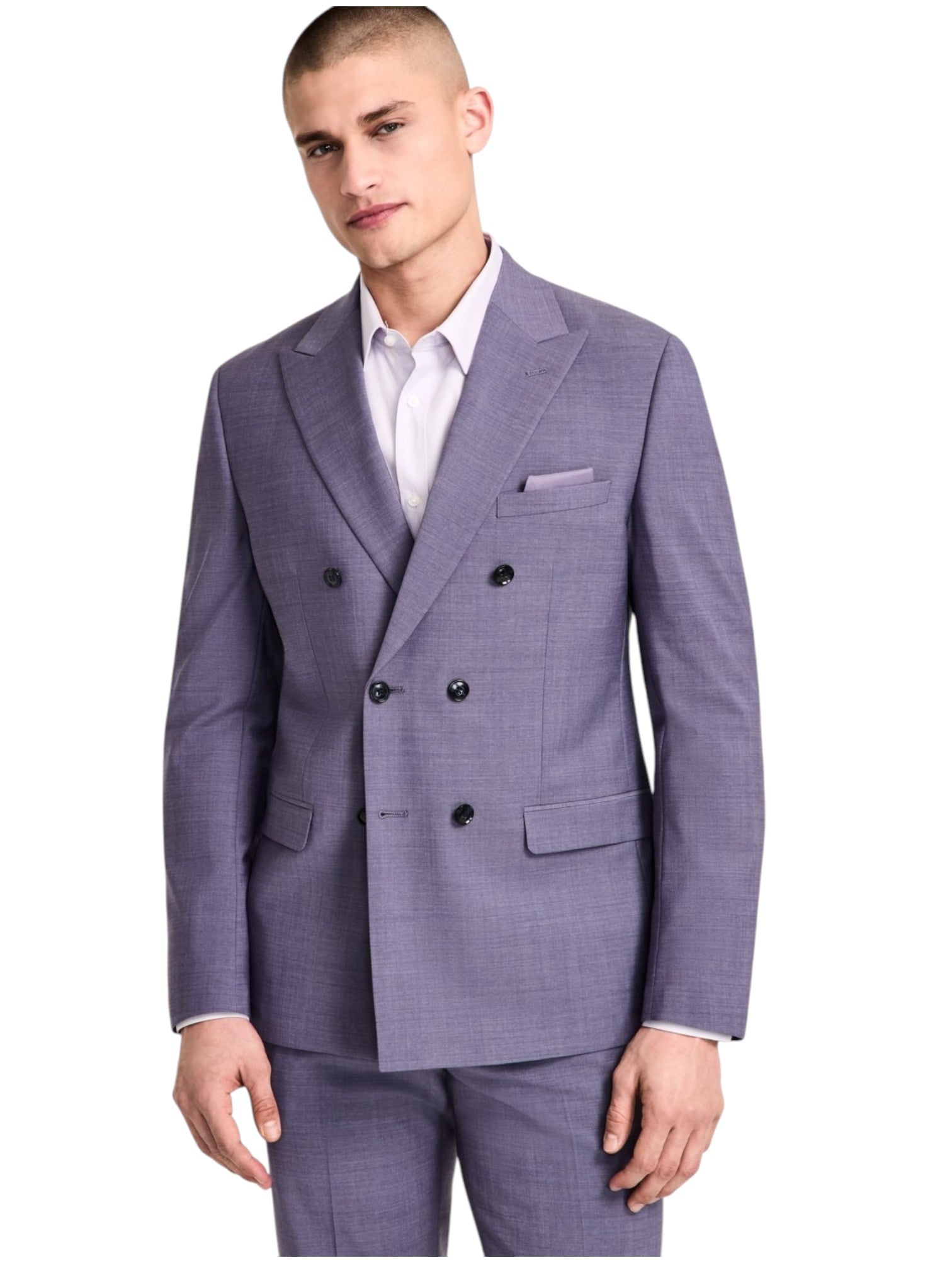 Bar Iii Mens Slim fit Double Breasted Suit Jacket Blazer 40 R Purple Solid
