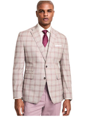 Tayion Mens Regular fit Suit Jacket Blazer 46 R Beige Plaid