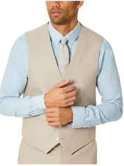 Tommy Hilfiger Mens Modern fit Button-Up Suit Vest Large Beige Stretch