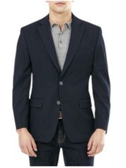 Michael Kors Mens Classic fit Sport Coat Blazer 46 L Navy Blue Solid Stretch