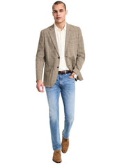 Nautica Mens Modern fit Sport Coat Blazer 38 S Beige Plaid Stretch