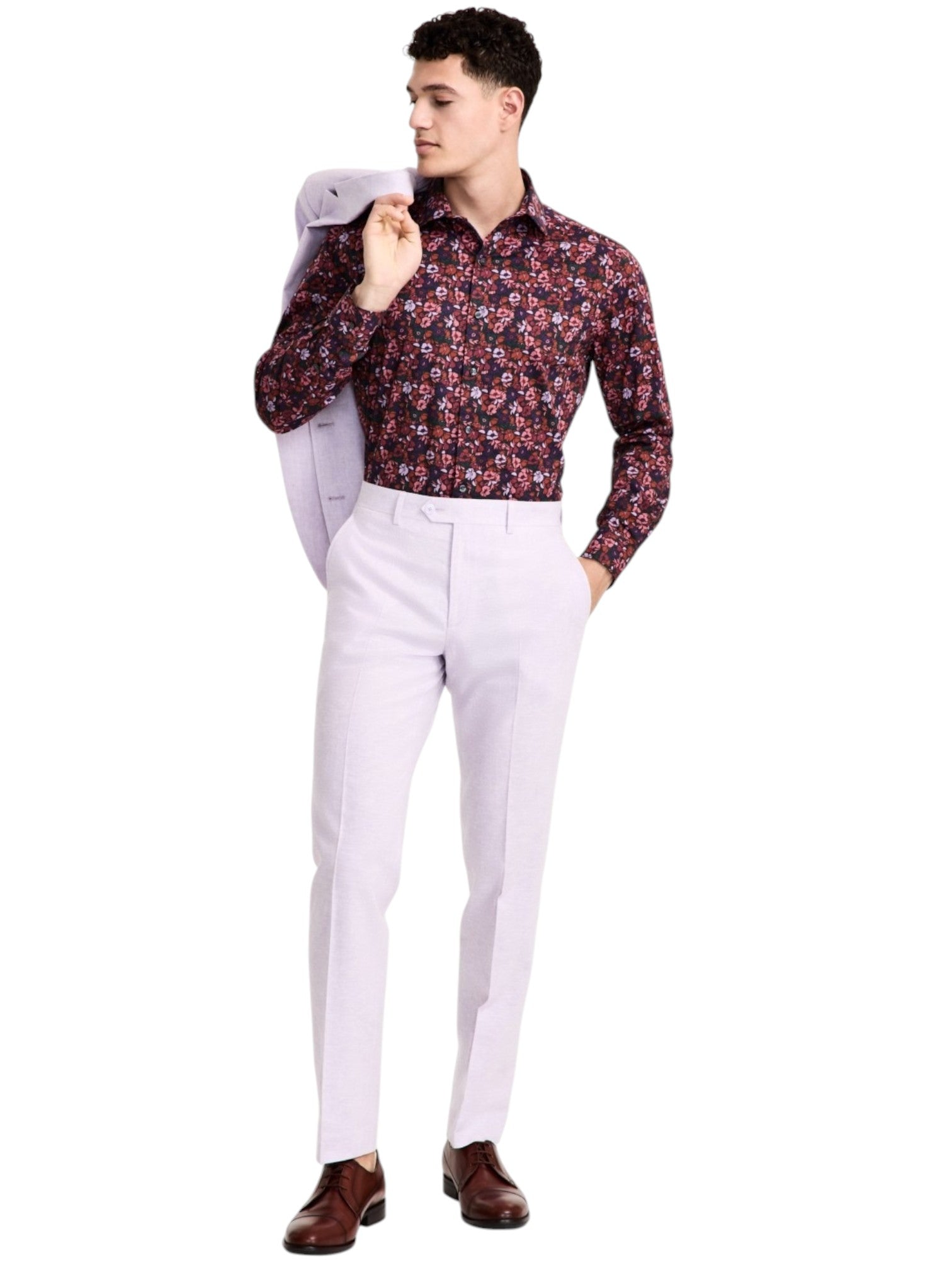 Bar Iii Mens Slim fit Dress Pants 30 / 30 Lavender Purple Solid Stretch Linen