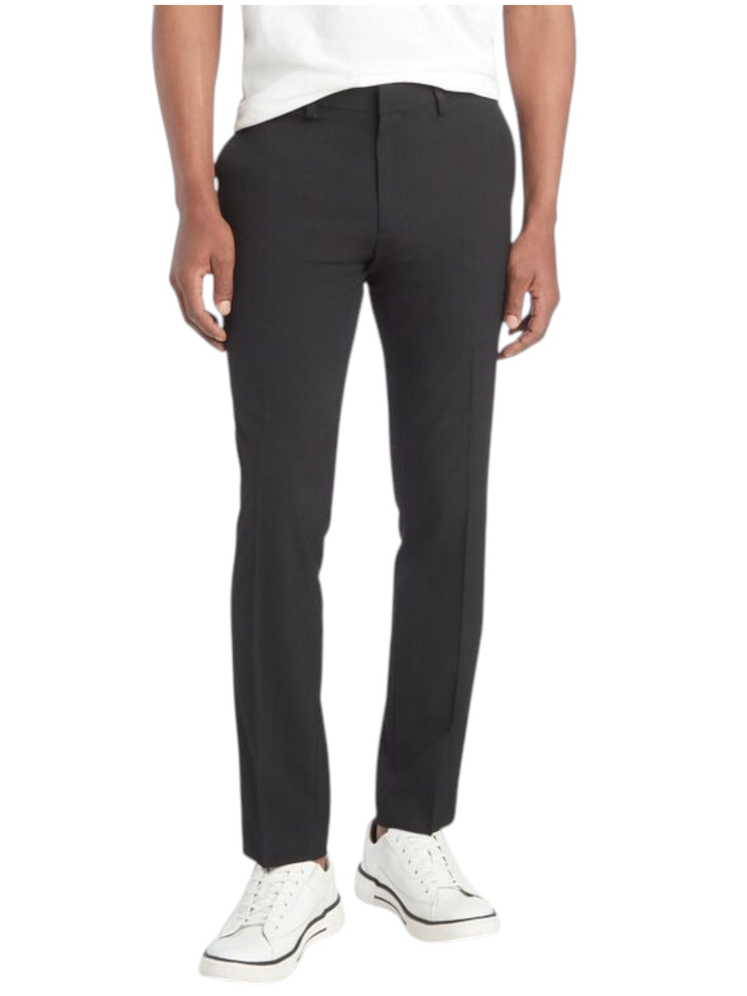 Kenneth Cole Mens Slim fit Dress Pants 36 / 32 Black Solid Stretch