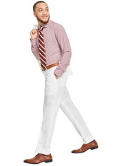 Tayion Mens Classic fit Dress Pants 36 / 32 White Solid