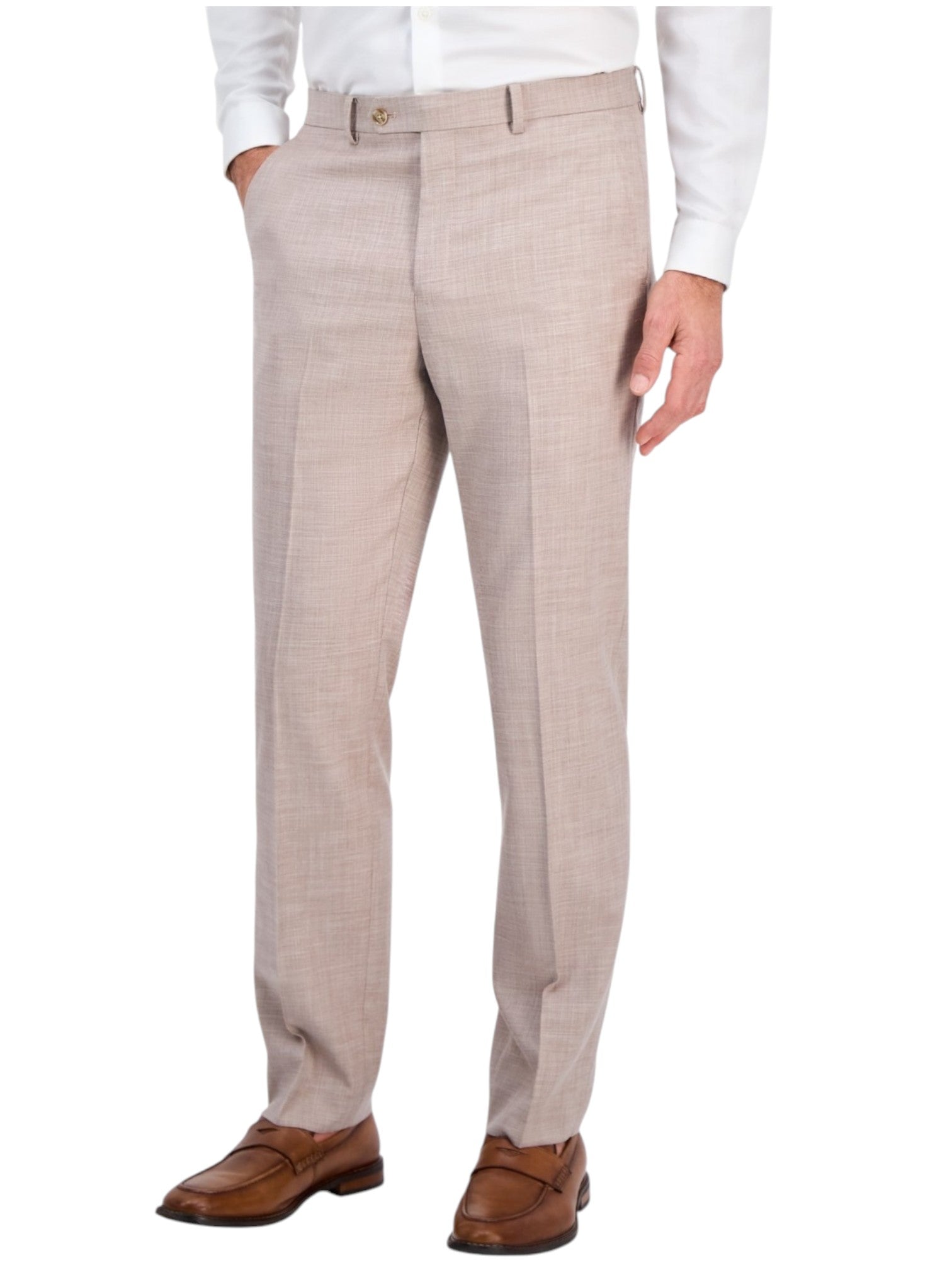 Tallia Mens Classic fit Dress Pants 40 / 30 Beige Solid