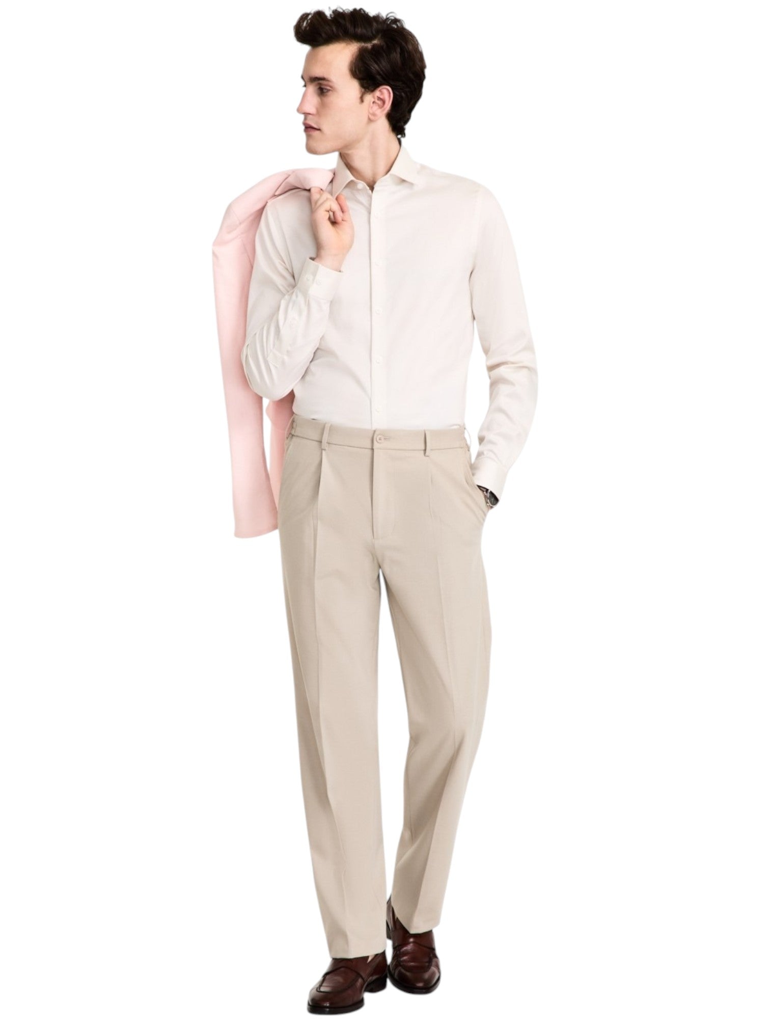 Tommy Hilfiger Mens Modern fit Dress Pants 38 / 32 Beige Solid