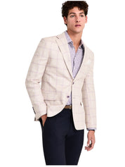Tallia Mens Slim fit Sport Coat Blazer 44 L Beige Plaid