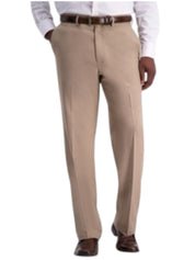 Haggar Mens Classic fit Chinos Pants 38 / 32 Beige Solid Stretch