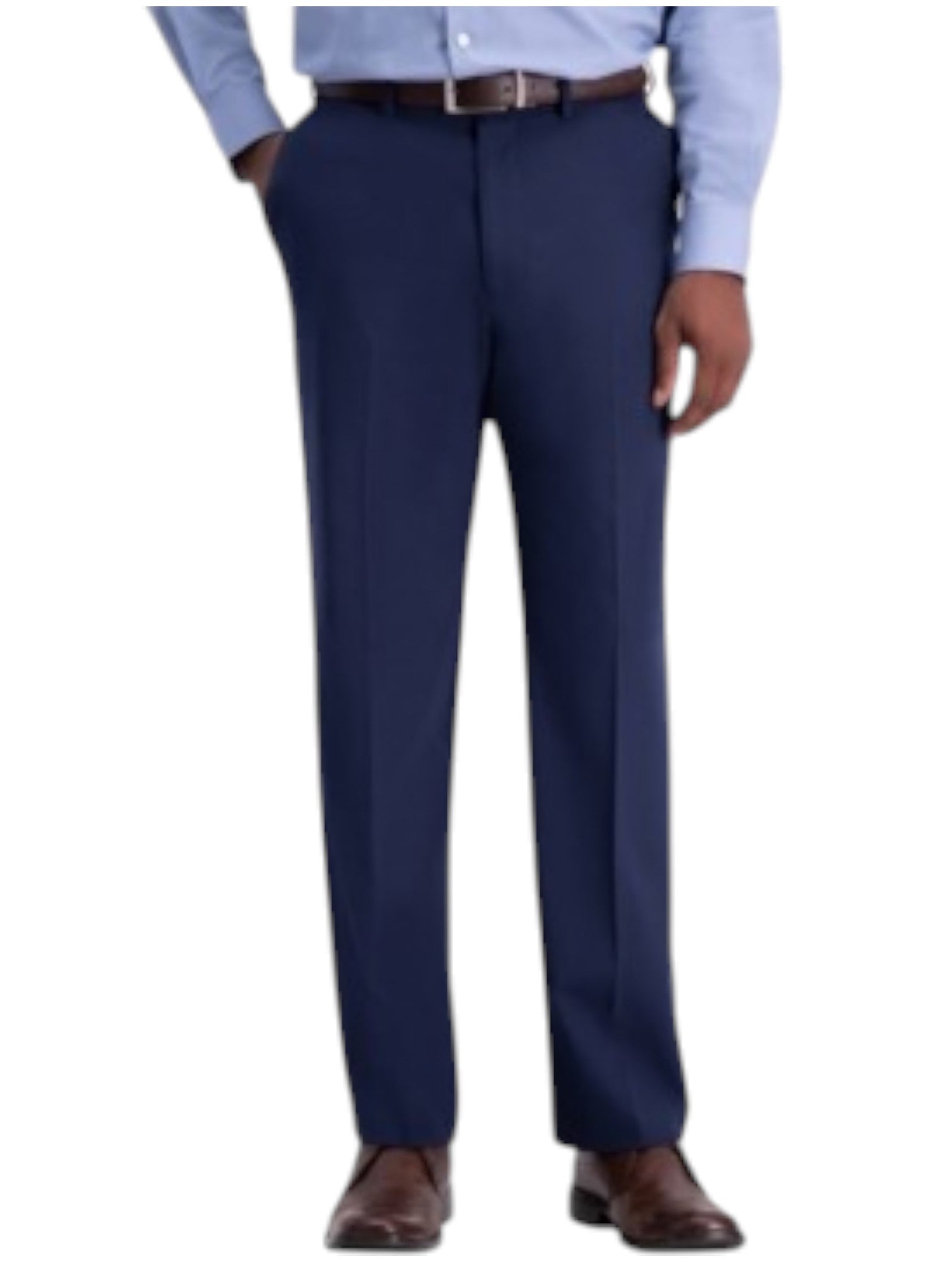 Haggar Mens Classic fit Dress Pants 34 / 29 Navy Blue Solid Stretch