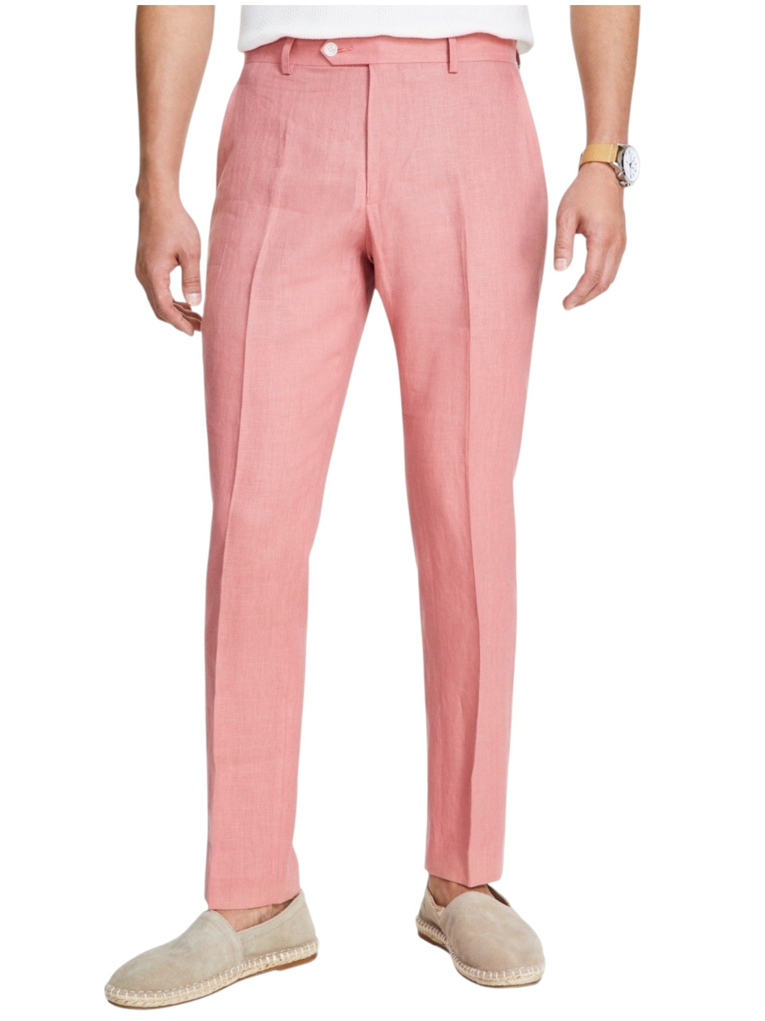 Tommy Hilfiger Mens Modern fit Linen Dress Pants 38 / 32 Light Red Solid
