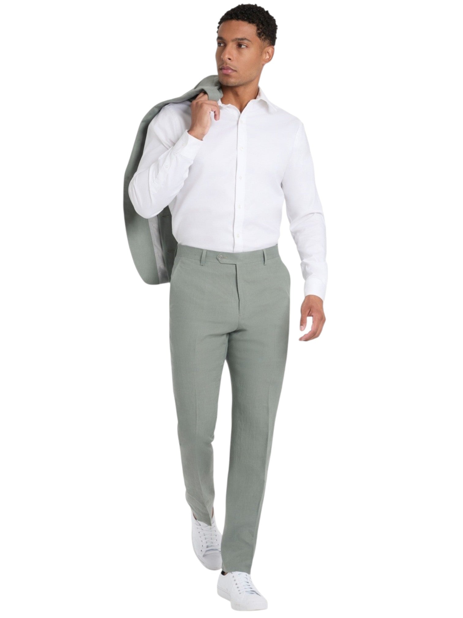 Tommy Hilfiger Mens Modern fit Dress Pants 34 / 30 Sage Green Solid Linen