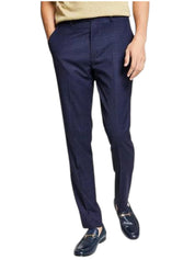 Bar Iii Mens Skinny fit Dress Pants 34 / 32 Blue Plaid Wool