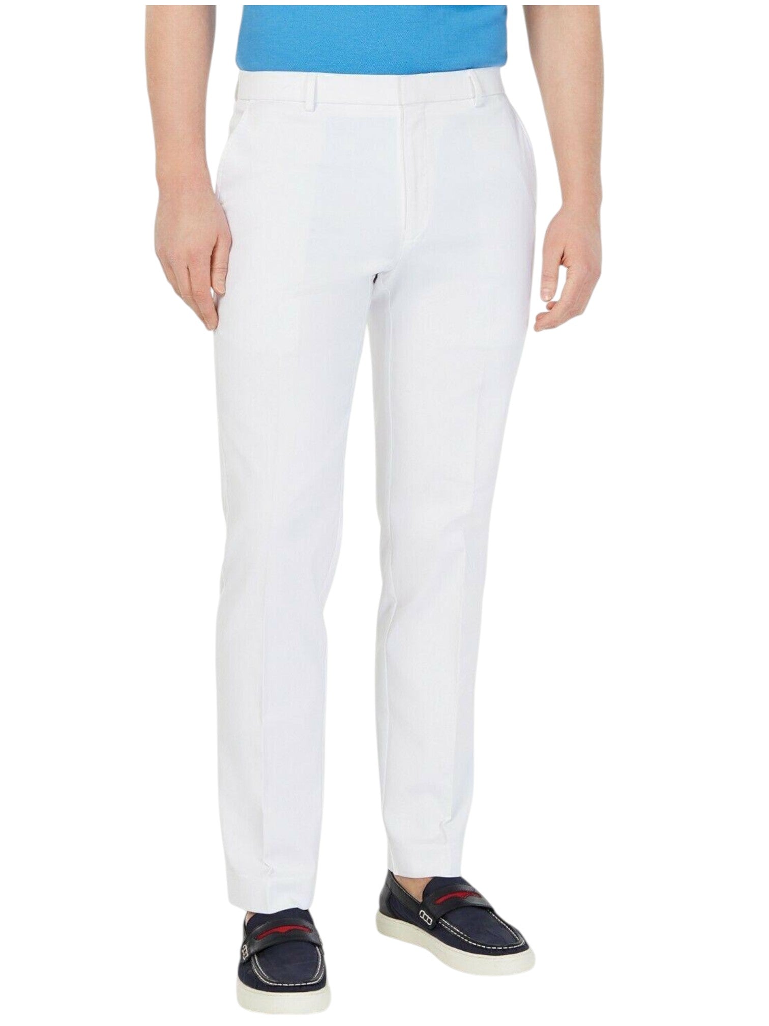 Tommy Hilfiger Mens Modern fit Dress Pants 38 / 30 White Solid Stretch