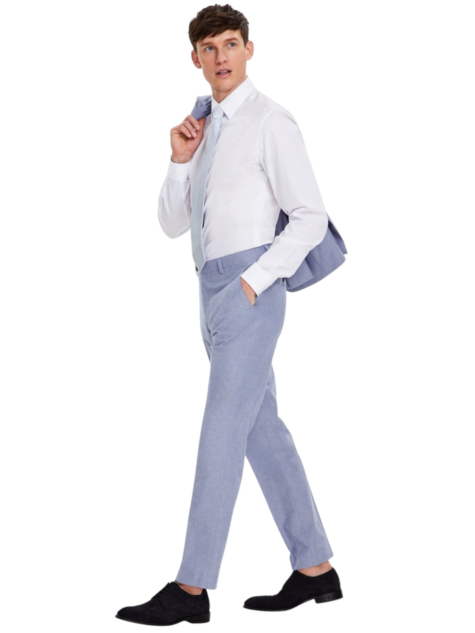 Tommy Hilfiger Mens Modern fit Dress Pants 32 / 30 Blue Solid Stretch